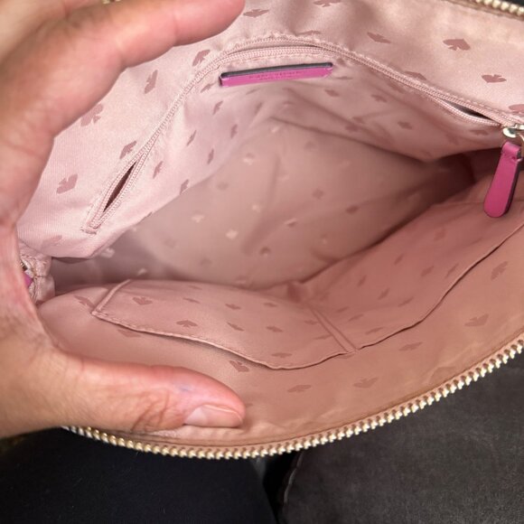 Kate Spade New York Leather Satchel Crossbody Bag Pink & Cream - Picture 7 of 8